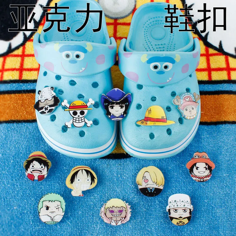 Top Trends: 1pcs Single Sale ONE PIECE Anime Figure Shoe Buckle Cartoon Character Wholesale Croc Charms Sneakers Accessories Kids Boys Gifts Shoppable Styles