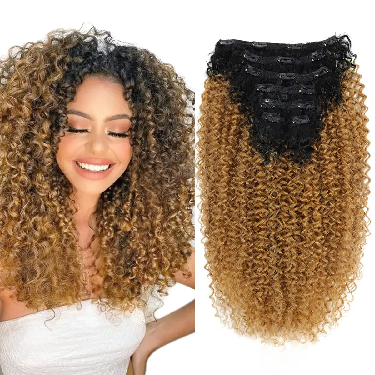 Top Trends: Long Jerry Curly Clip In Hair Extensions Natural Hairpieces Synthetic 7 Pcs Full Head Organic False Hair Afro Curls 26” / 65cm Shoppable Styles