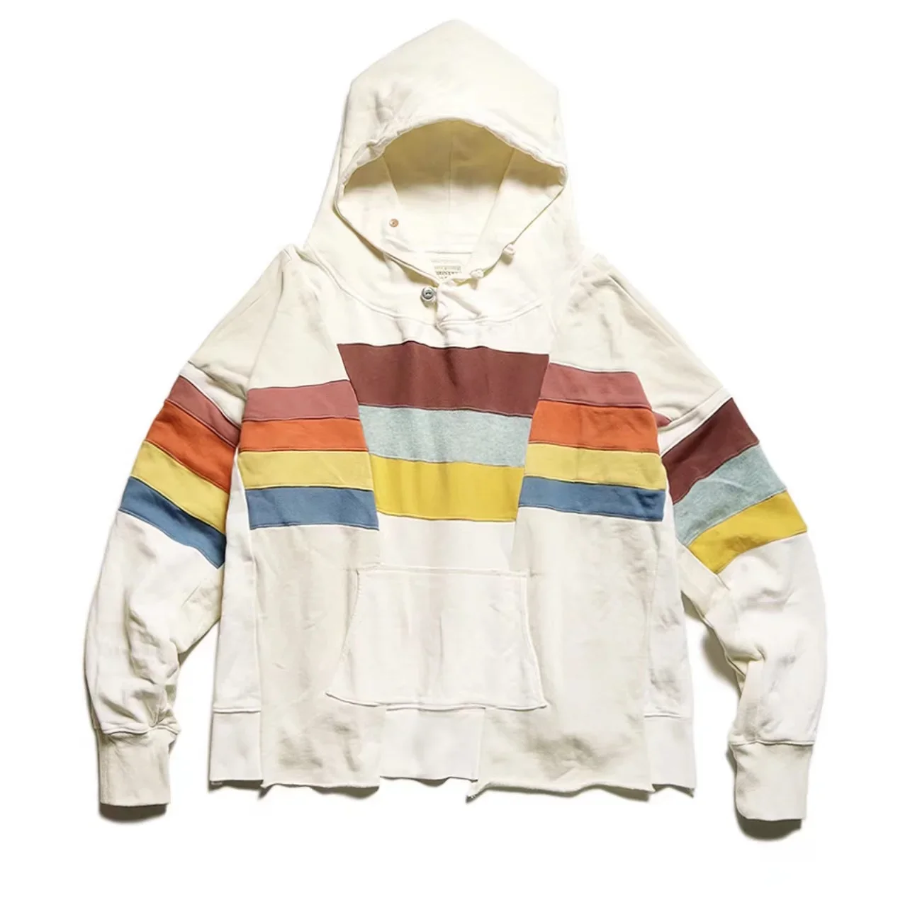 Top Trends: 22aw Kapital Hirata And Hiro Two-color Pure Cotton Washing Water Old Stitched Stripe Hooded Loose Men&#039;s Women&#039;s Pullover Shoppable Styles