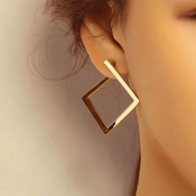 Top Trends: Retro Minimalist Square Earrings Irregular Stud Earrings New Exaggerated Cold Wind Fashion Earring For Women Opening Accessories Shoppable Styles