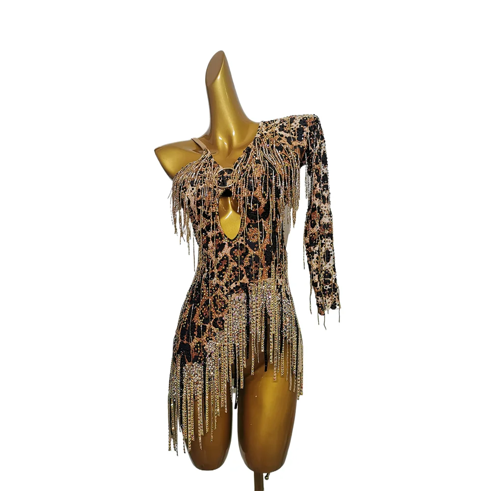 Top Trends: Latin Dance Dress For Women Children&#039;s Customized Sexy Leopard Print Cha Tango Stage Costume Adult Ballroom Competition Costume Shoppable Styles