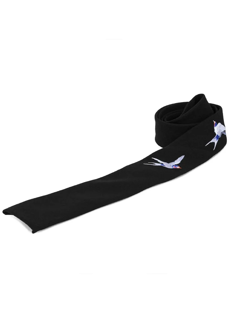 Top Trends: Y3 Flying Swallow Embroidery Yohji Tie Clothing Accessory Unisex Dark Style Yohji Yamamoto Tie For Y3 Man Yohji Ties For Mens Shoppable Styles - Image 4