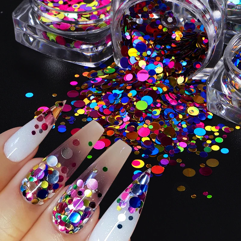 Top Trends: Mermaid Effect Sequin Nail Art Decoration Accessories Dazzling Bubble Glitter Flakes Rainbow Small Round Piece Manicure Supplies Shoppable Styles