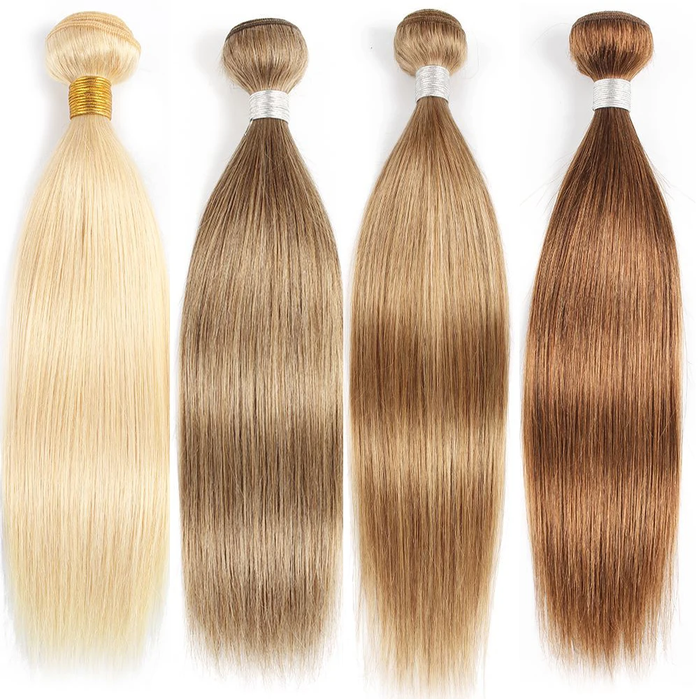 Top Trends: Straight Bundles Human Hair 613 Honey Blonde #8 Ash Blonde Color Human Hair Weaving 100% Remy Human Natural Hair Extensions 100g Shoppable Styles