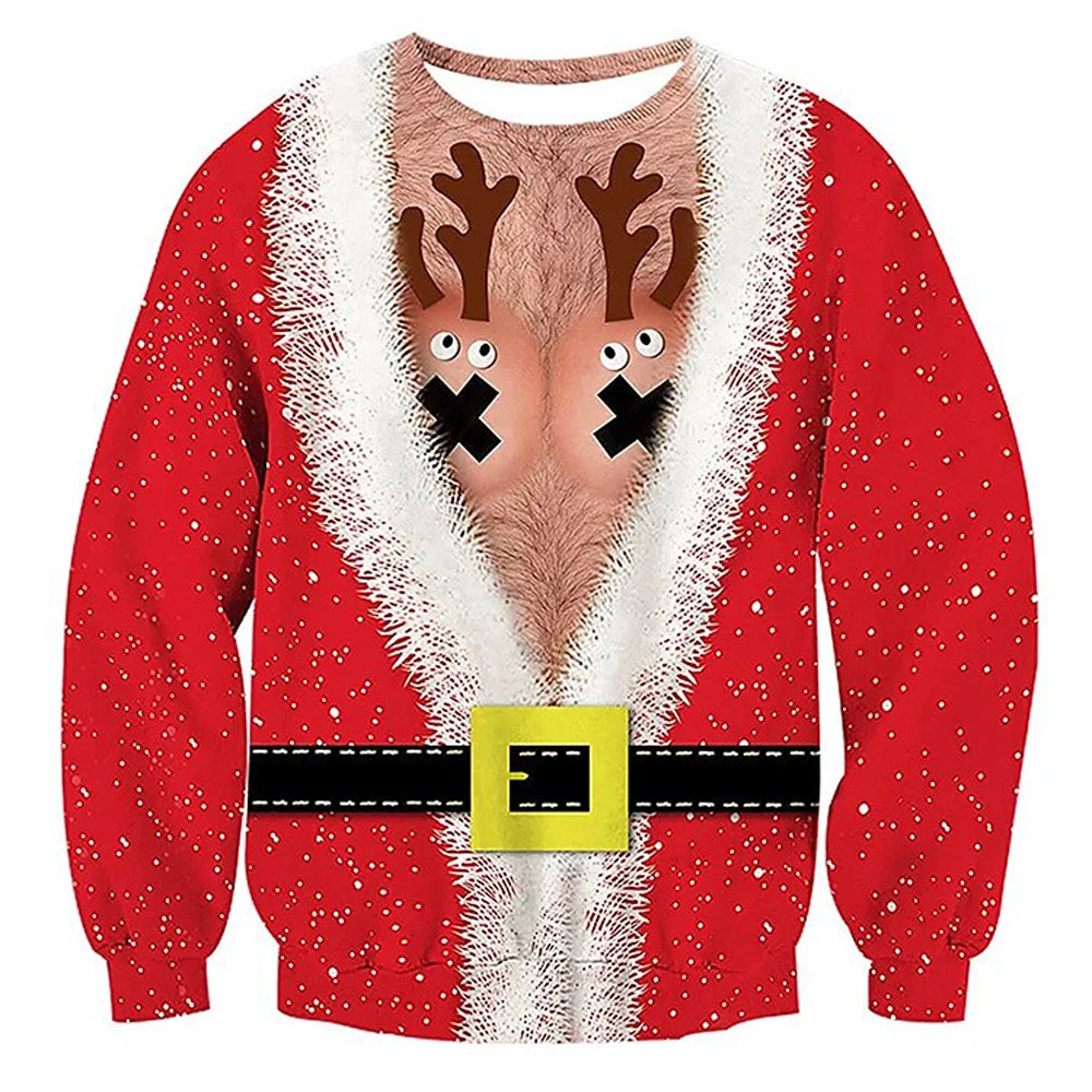 Top Trends: Men Women Elf Ugly Christmas Sweater 3D Funny Printed Christmas Jumpers Tops Unisex Pullover Holiday Party Tacky Xmas Sweatshirt Shoppable Styles