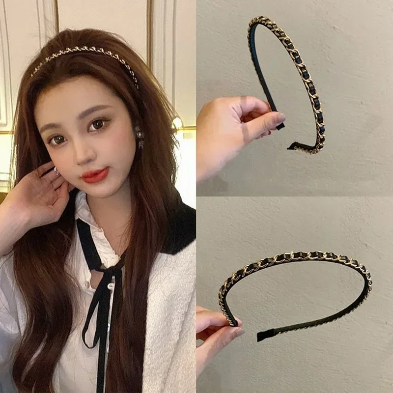 Top Trends: Fashion Metal Chain Crystal Bezel Headwear For Women Headband Girls Hair Bands Vintage Hairband Hoop For Hair Accessories Shoppable Styles