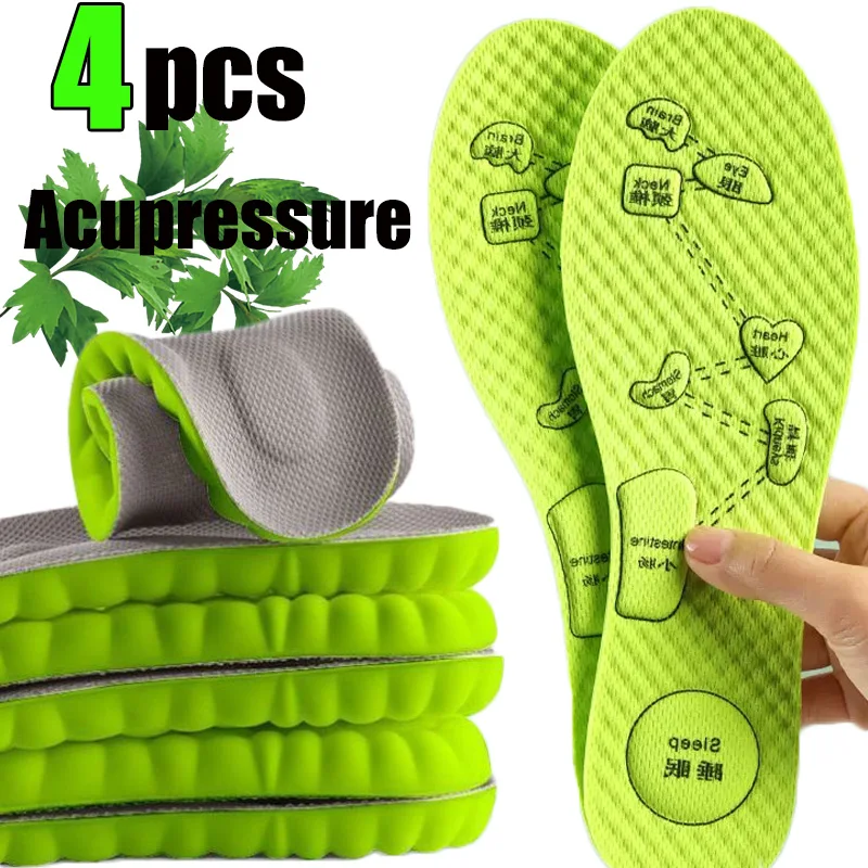 Top Trends: 4pcs Foot Acupressure Insole For Men Women Soft Breathable Sports Cushion Inserts Sweat-absorbing Deodorant Orthopedic Shoe Sole Shoppable Styles