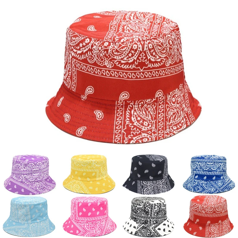 Top Trends: Women's Paisley Printed Bucket Hats Double-sided Bandana Panama Caps Men Outdoor Sport Sun Protection Fishing Fisherman Hat Bob Shoppable Styles