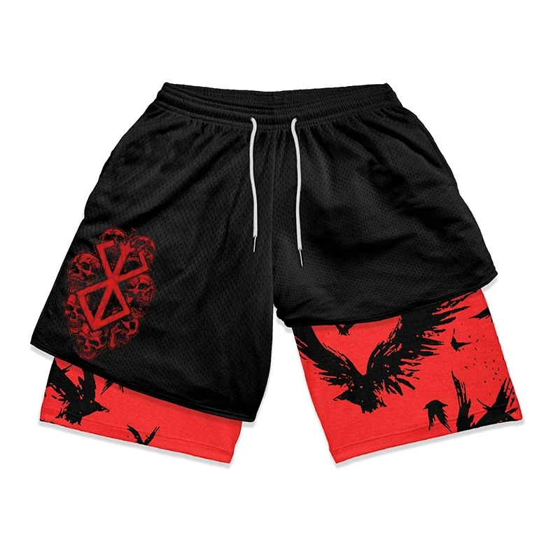 Top Trends: Anime Berserk 2 In 1 Gym Shorts For Men Active Athletic Compression Shorts 5 Inch Quick Dry Stretchy Training Fitness Workout Shoppable Styles