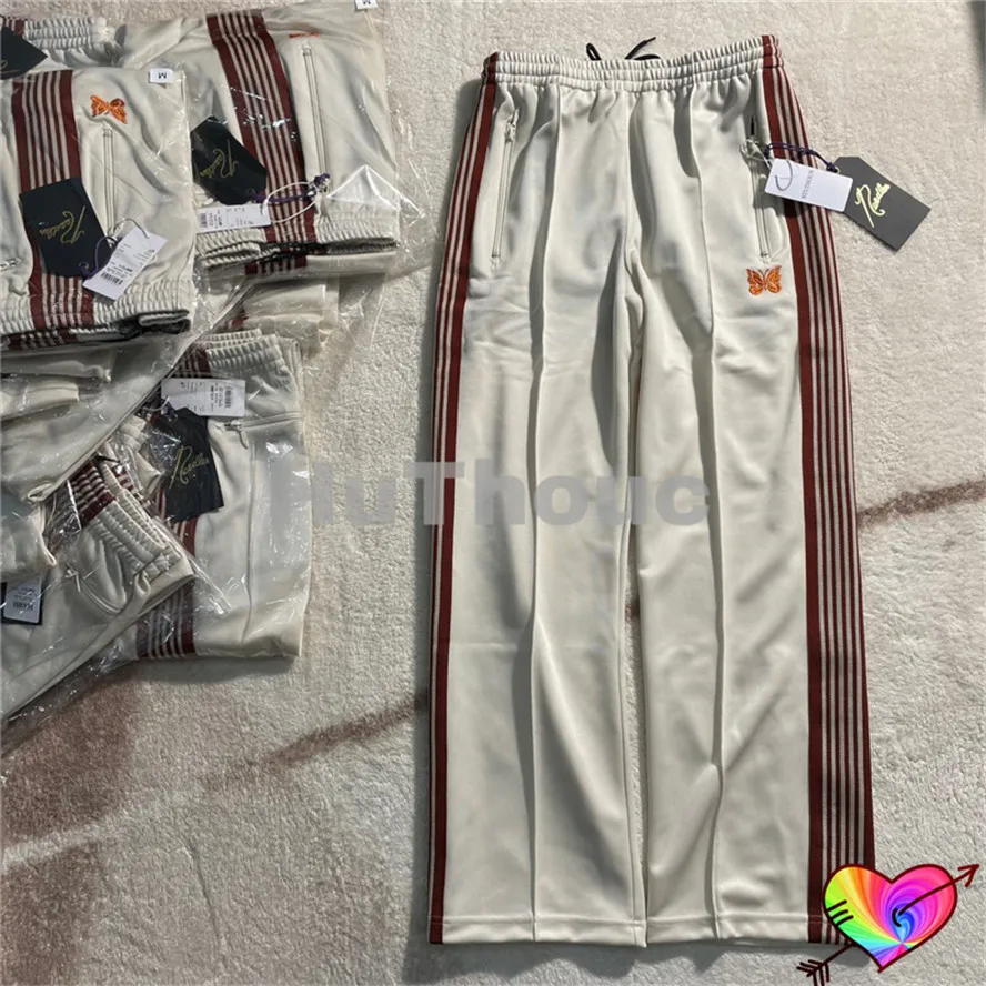 Top Trends: 2022 Brown Stripes Needles Pants Men Women Orange Butterfly 1:1 Needles Track Pants High Street AWGE Straight Trousers Shoppable Styles