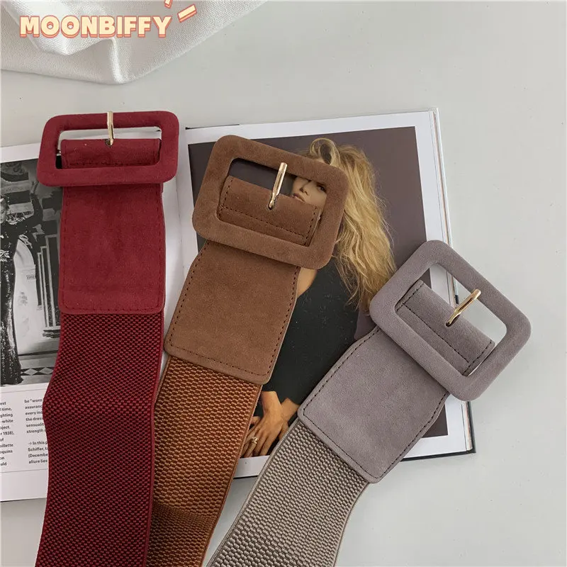 Top Trends: Suede Belts For Womens Belt Elastic Lady Clothes Korean Style Buckle Elastic Wide Belt All-match Clothes Decor 2022 Shoppable Styles - Image 2