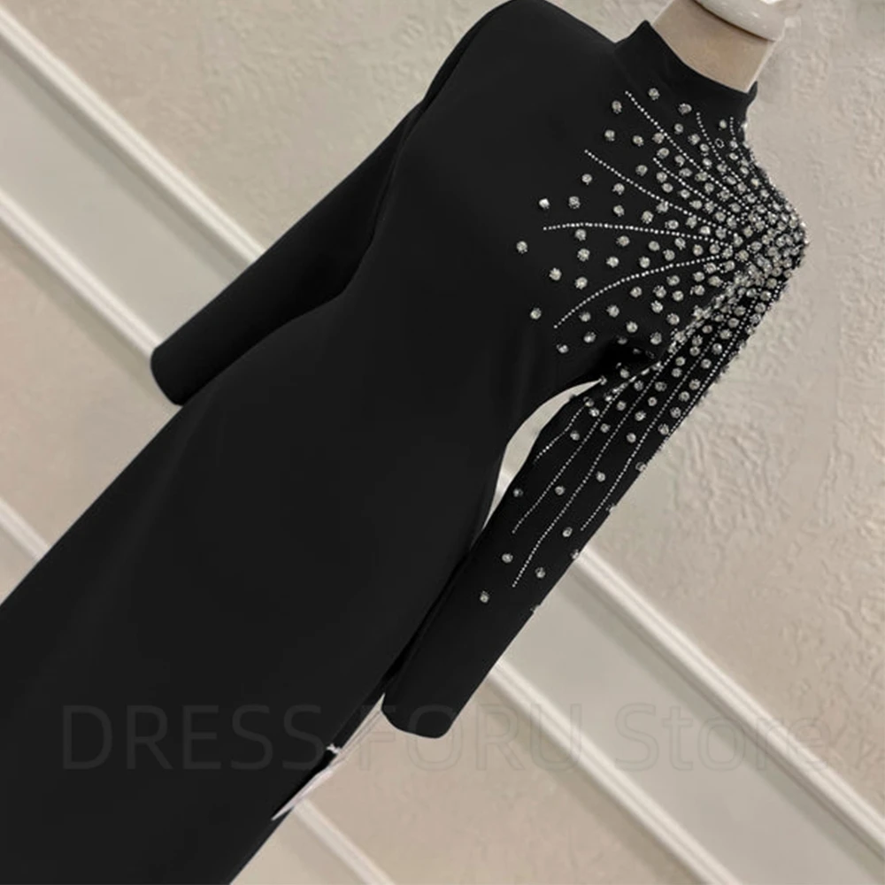 Top Trends: Elegant Black Mother Of The Bride Dress High Neck And Long Sleeve With Beading A-Line Ankle Length For Wedding Party Guest Shoppable Styles - Image 2