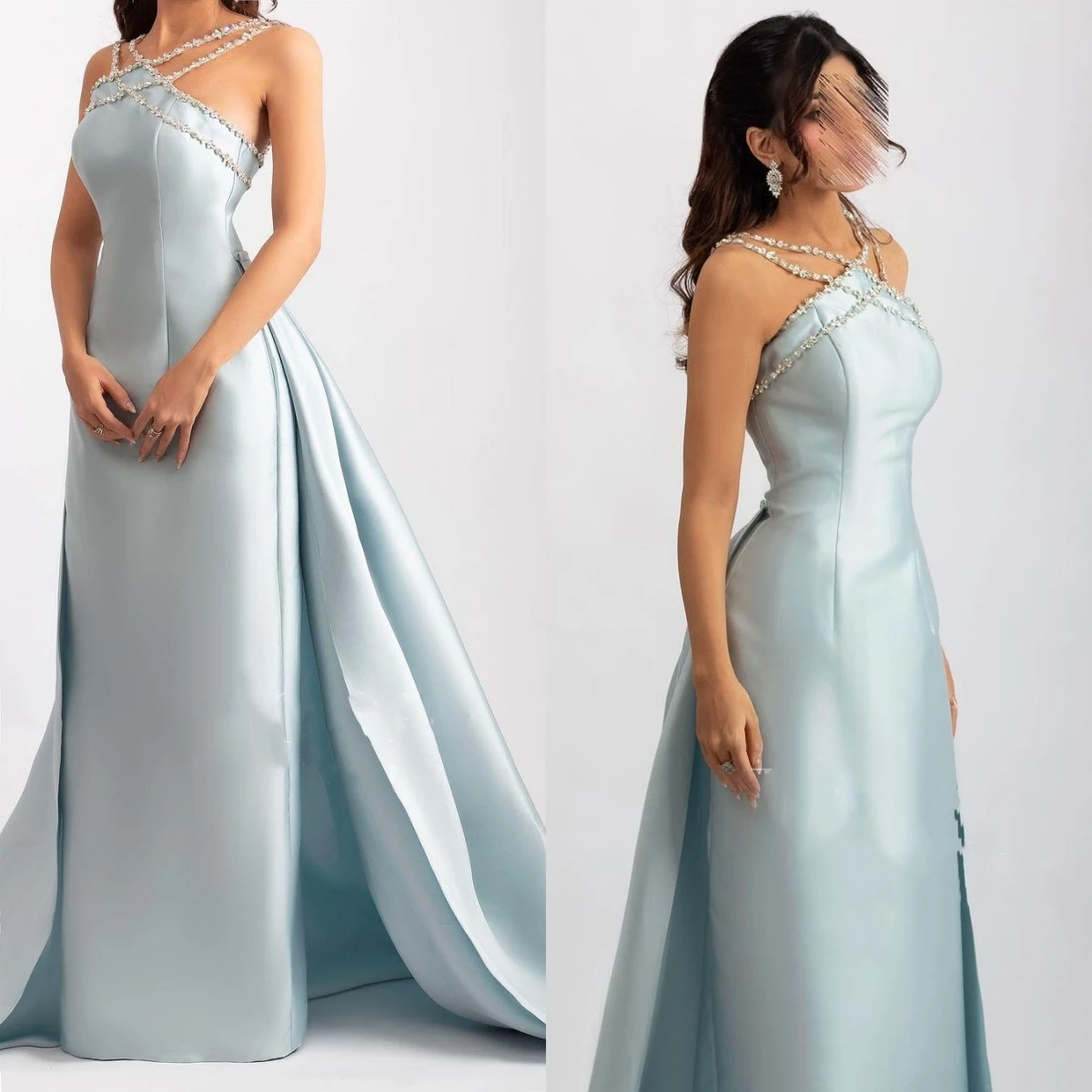 Top Trends: Beads Spaghetti Straps Evening Dresses Satin Floor-length Gorgeous Prom Dresses Formal Occasion Wedding Party Gown Robe Soiree Shoppable Styles