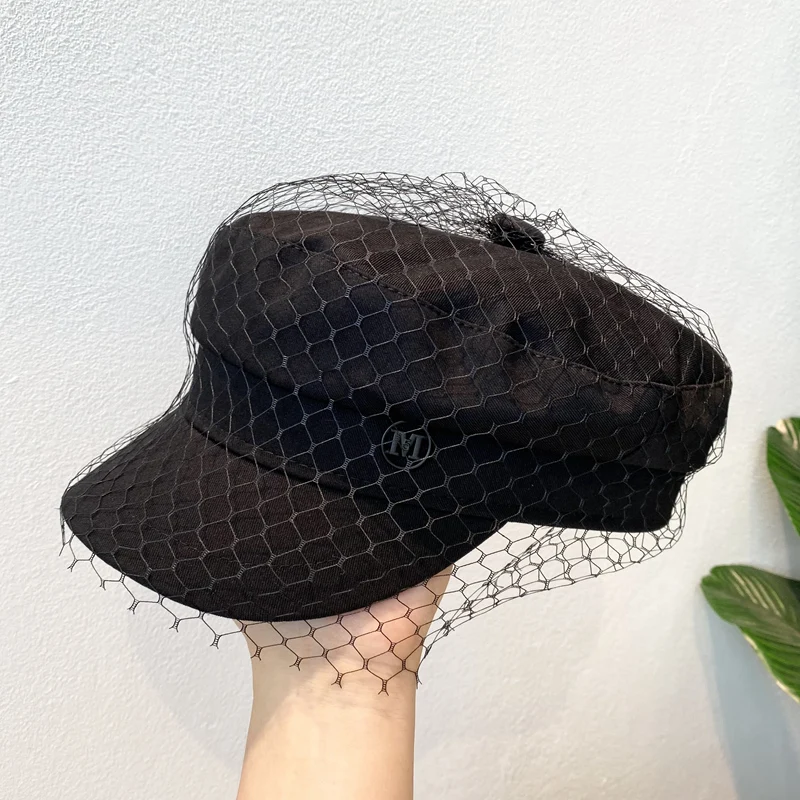 Top Trends: British Retro Navy Hat Ladies Stage Sexy Mesh Octagonal Cap 2021 New Best-selling European And American Fashion Wild Beret Shoppable Styles