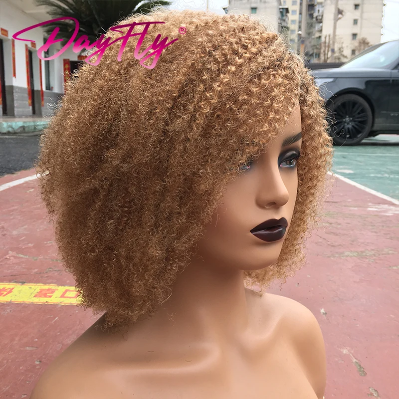 Top Trends: Short Blond Wig Kinky Curly Bob Wigs For Women Human Hair Pixie Cut Wig Brazilian Wigs With Bangs Short Wigs Full Machine Made Shoppable Styles