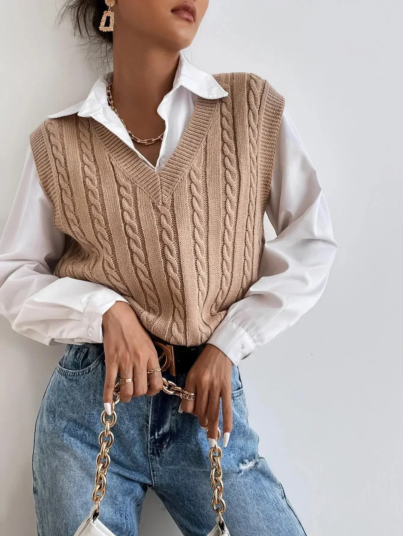 Top Trends: 2024 Spring Women Sweater Waistcoat Black Twisted Casual Sleeveless Knitted Pullover Female Winter Jumper Trendy Girl Sweaters Shoppable Styles