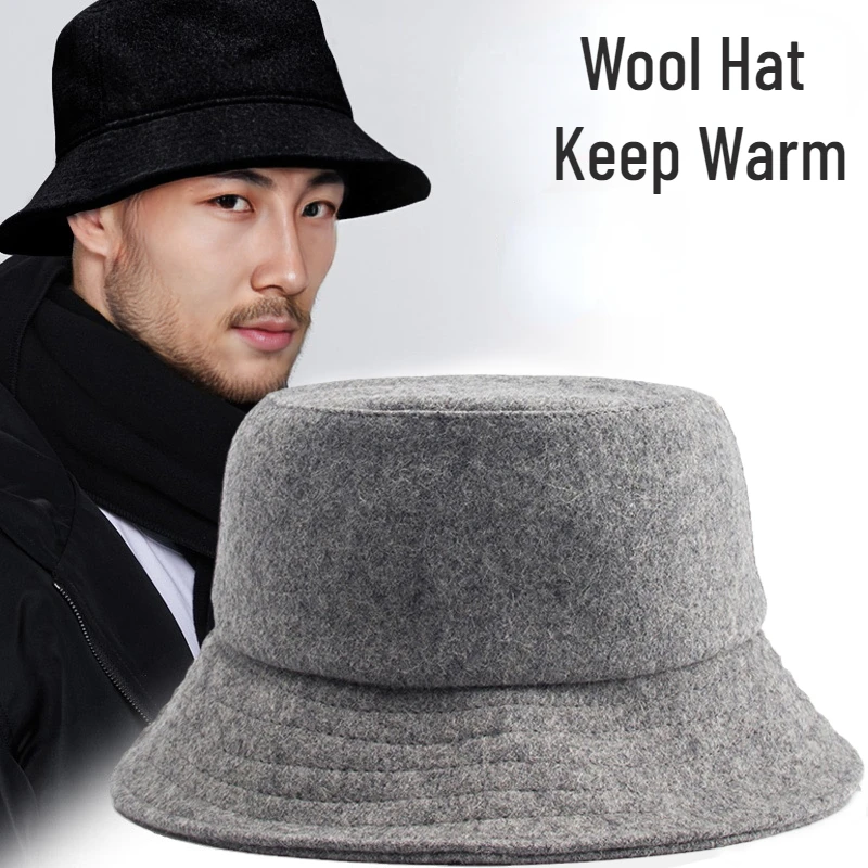 Top Trends: 2023 Winter Wool Bucket Hat For Men Women Warm Unsex Fisherman Hat Big Brim Fashion Designer Solid Color Big Brim Face Smaller Shoppable Styles