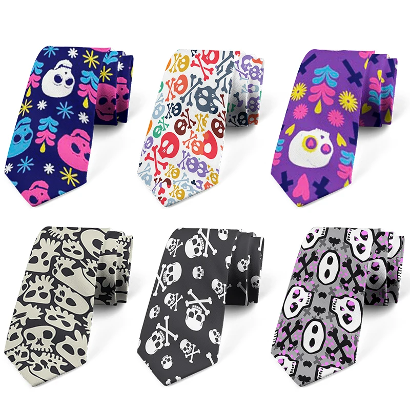 Top Trends: Skull Printed Ties For Men Wome New Fashion Groomsmen Neck Tie Casaual Mens Tie 8CM Width Necktie For Wedding Party Accessories Shoppable Styles