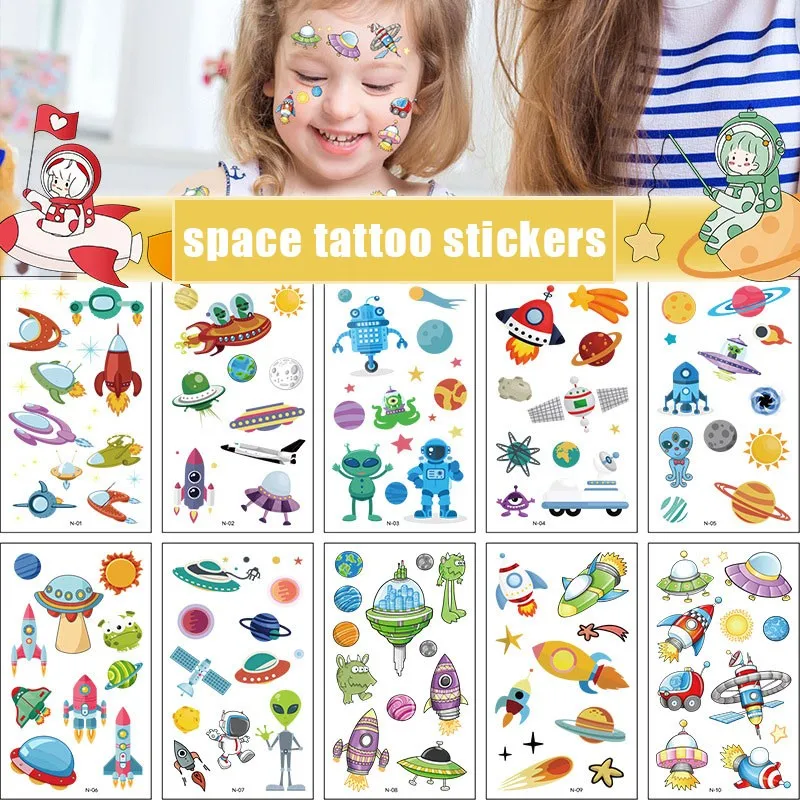 Top Trends: 10 Pack Fake Tattoo Stickers Cartoon Temporary Tattoos Kids Arm Tattoos For Kids Space Rocket Fun Party Tattoo Stickers Shoppable Styles