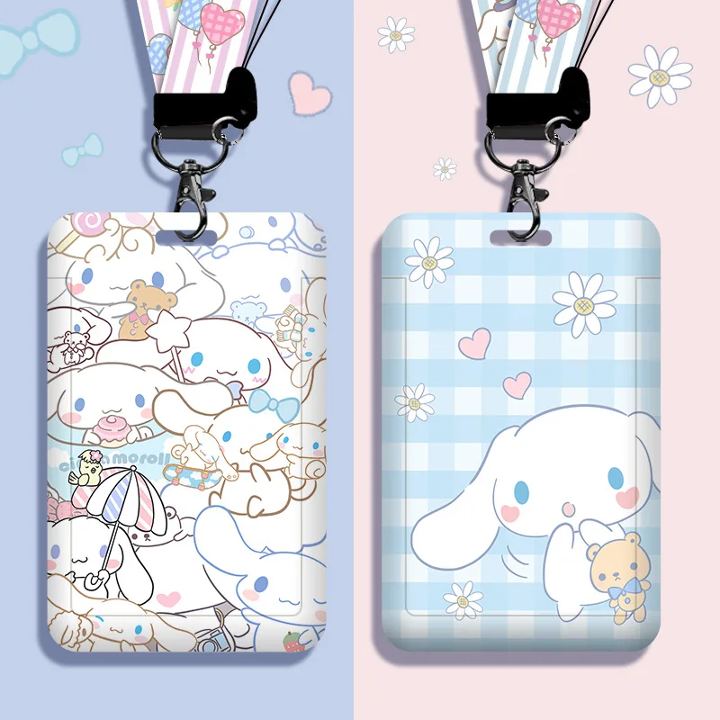 Top Trends: Original Sanrio PVC Anime Card Holder Cinnamoroll Lanyard ID Protective Case Anti-lost Hanging Neck Bag Cartoons Cute Card Cover Shoppable Styles