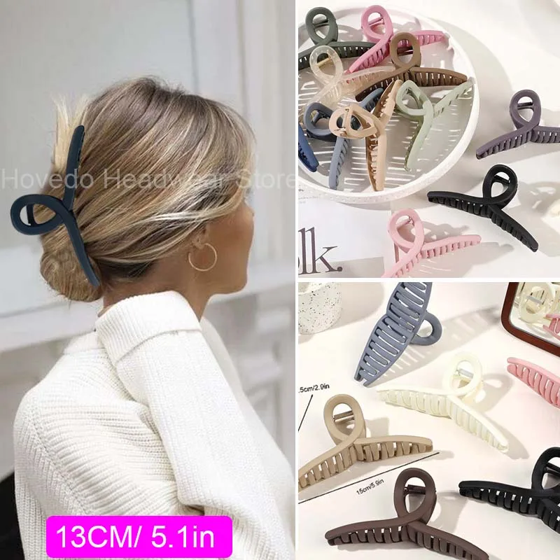 Top Trends: 13 CM Cross Shark Barrette Hair Crab Hair Claws Bath Clip Ponytail Clip For Women Girls Long Thick Hair Hairpin Hair Accessories Shoppable Styles