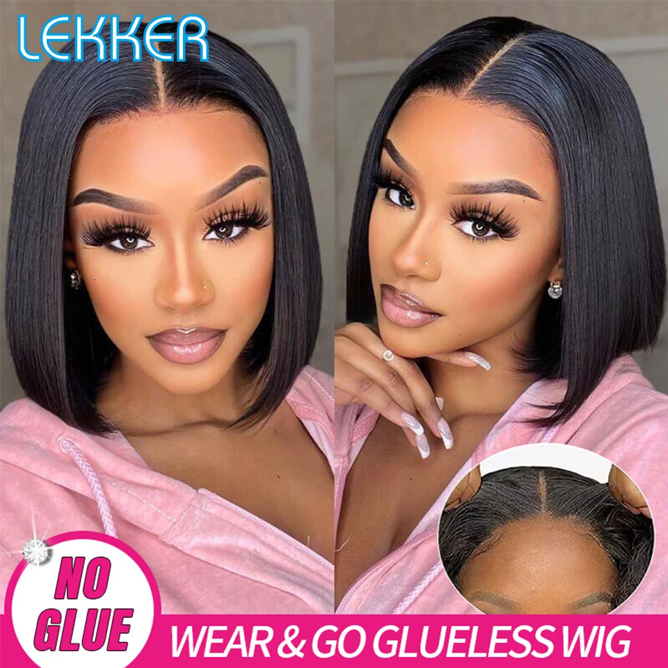 Top Trends: Lekker Wear And Go Short Straight Bob Human Hair Lace Wig For Women Brazilian Remy Hair Glueless Pixie Middle Part Lace Easy Wig Shoppable Styles - Image 4