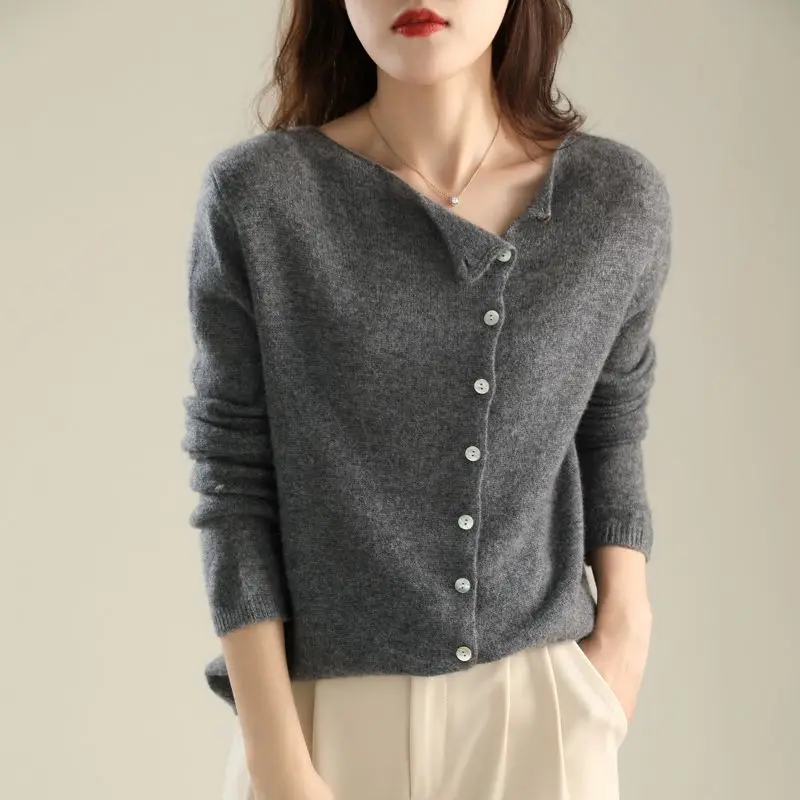 Top Trends: Women Clothing 2023 Autumn Winter Simple Casual Long Sleeve Knitwear Soft Comfortable Solid Slim Button Knitted Sweater Cardigan Shoppable Styles - Image 4