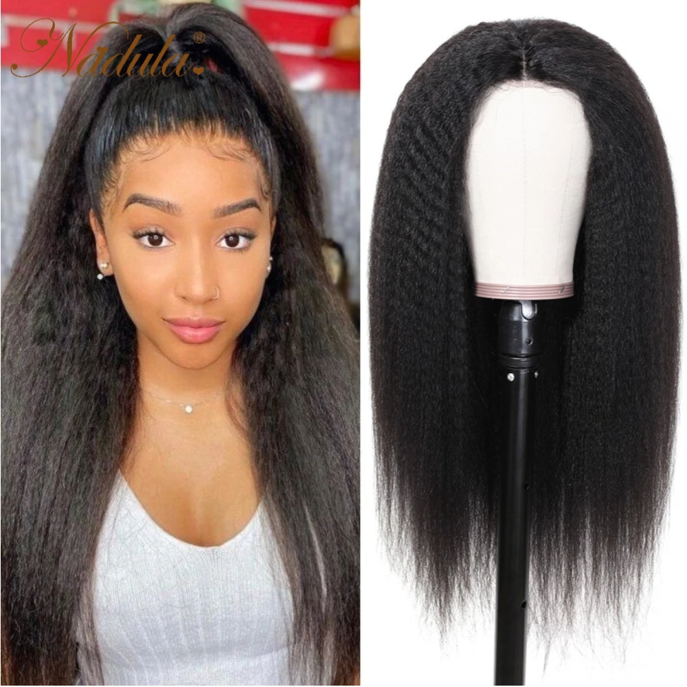 Top Trends: Nadula Hair Kinky Straight 13x4 Lace Frontal Wigs 4x1 T Part Lace Wig With Kinky Edges Pre Plucked Baby Hair 100% Human Hair Shoppable Styles