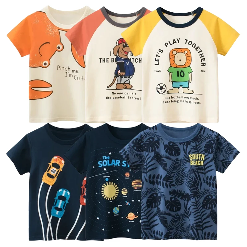 Top Trends: 2024 Summer New Children's Clothing Leaf Letter Print Kids Clothes Boys Short Sleeve T-shirt Cotton Tops Tee Shirts Dropshipping Shoppable Styles