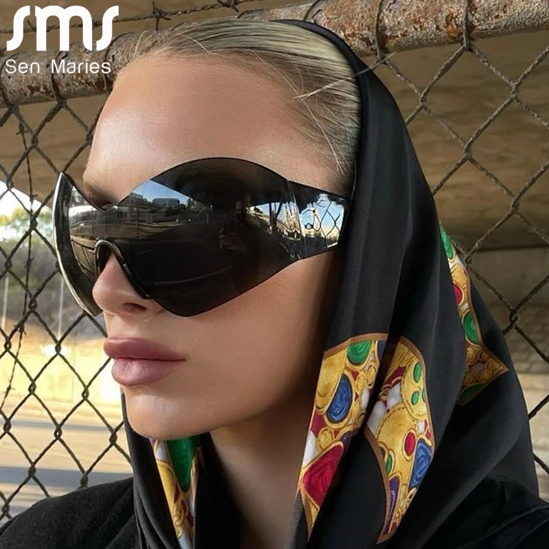 Top Trends: New Steampunk Oversized Sunglasses For Women Trends Punk Y2k Sun Glasses Goggle Men 2000&#039;S Brand Designer Eyewear De Sol Oculos Shoppable Styles