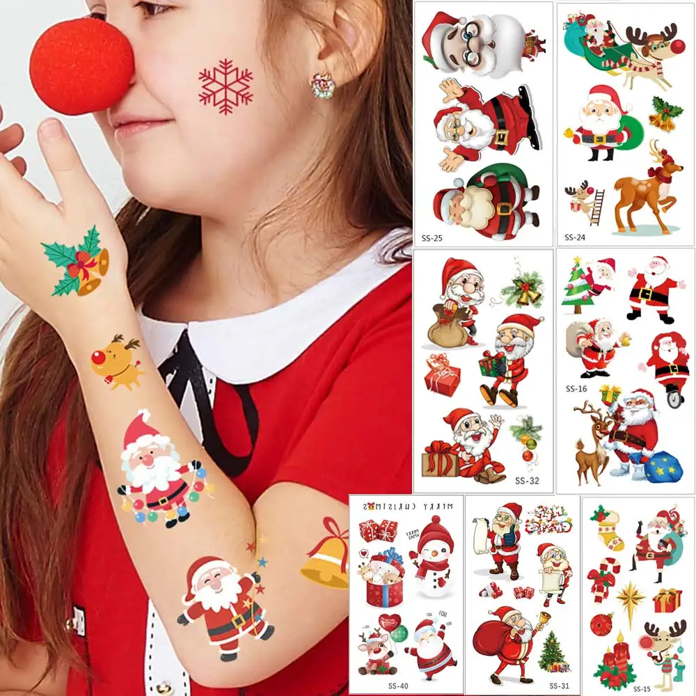 Top Trends: 30pcs Christmas Tattoo Stickers For Kids Children&#039;s Temporary Tattoos Hand Arm Bell Fake Tattoo For Women Baby Child Tattoo Shoppable Styles