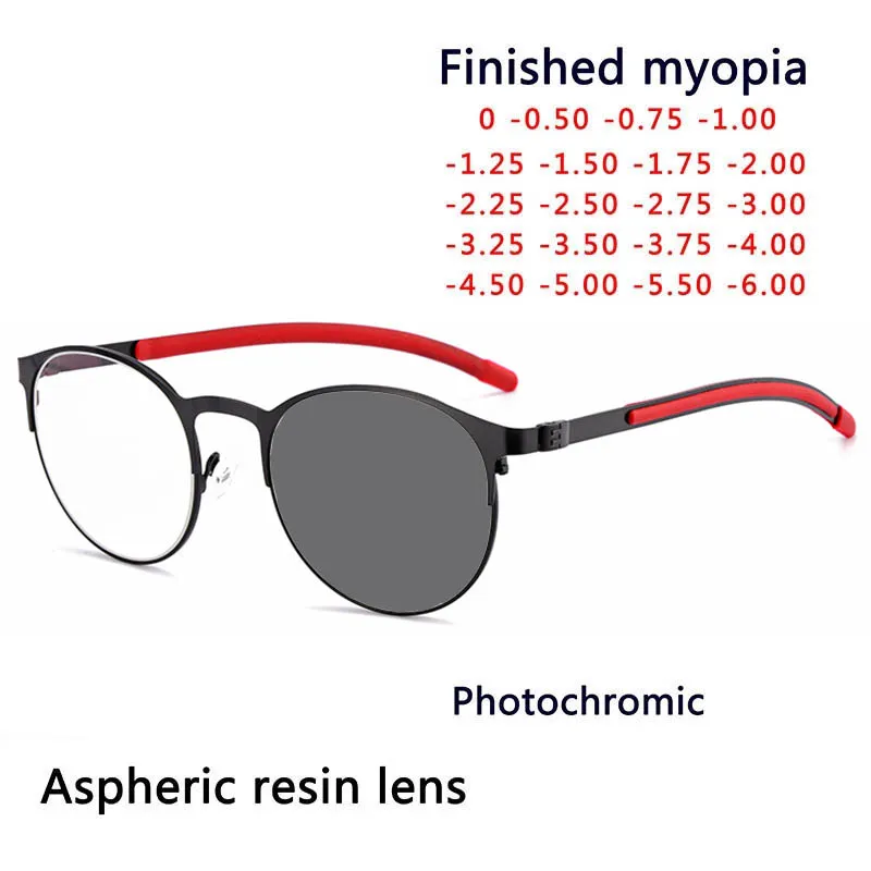 Top Trends: Photochromism Eyeglasses Retro Round Alloy Frame Myopia Glasses Outdoor UV Protection Diopter -0.5 -1.0 -1.5 -2.0 To -6.0 Shoppable Styles