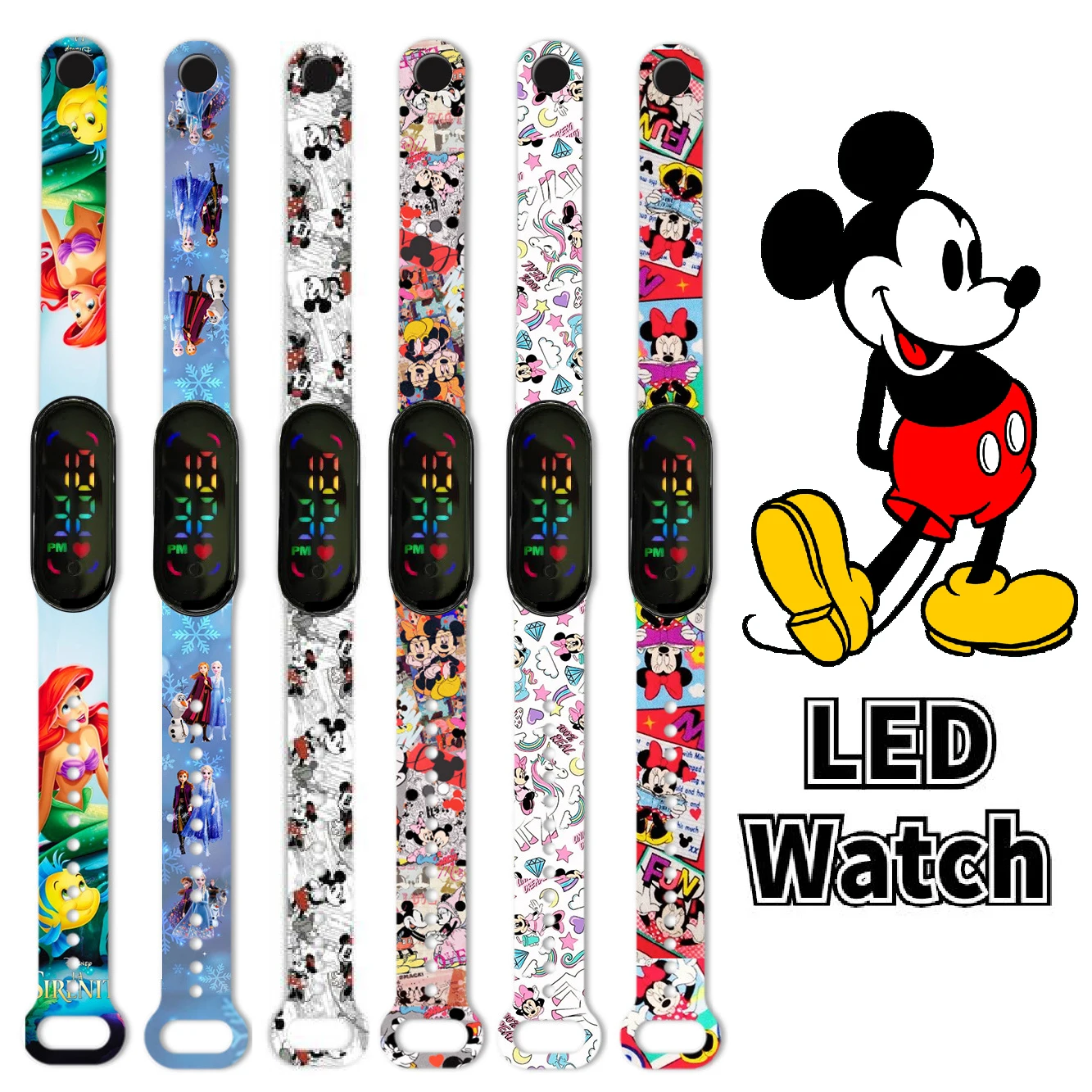 Top Trends: Disney Frozen Elsa Children&#039;s Watches Cartoon Character Mickey Minnie LED Touch Waterproof Electronic Kids Watch Birthday Gifts Shoppable Styles