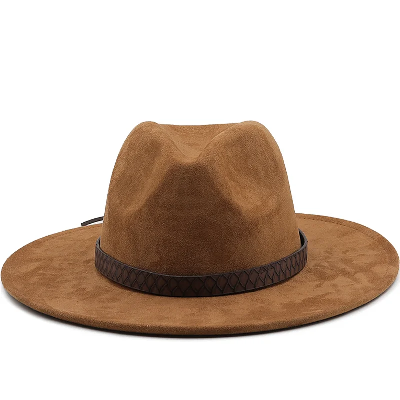 Top Trends: Solid Color Suede Fedoras Panama Hat Felt Hat For Male Jazz Hats Cowboy Hat For Women And Men Winter Men Cap Wide Brim Hat Shoppable Styles