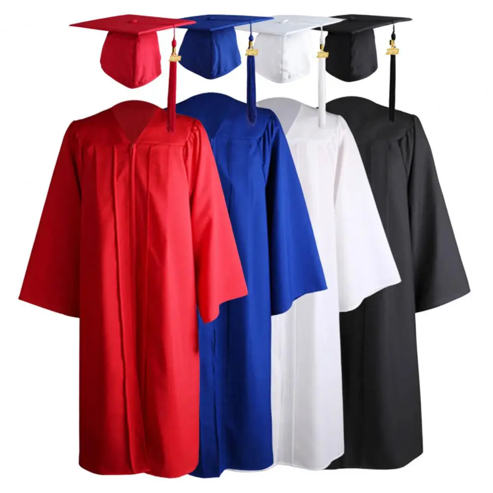 Top Trends: 1 Set Graduation Gown Hat Tassel Zipper V Neck Loose 2023 High School Bachelor Academic Dress Student Supplies Shoppable Styles