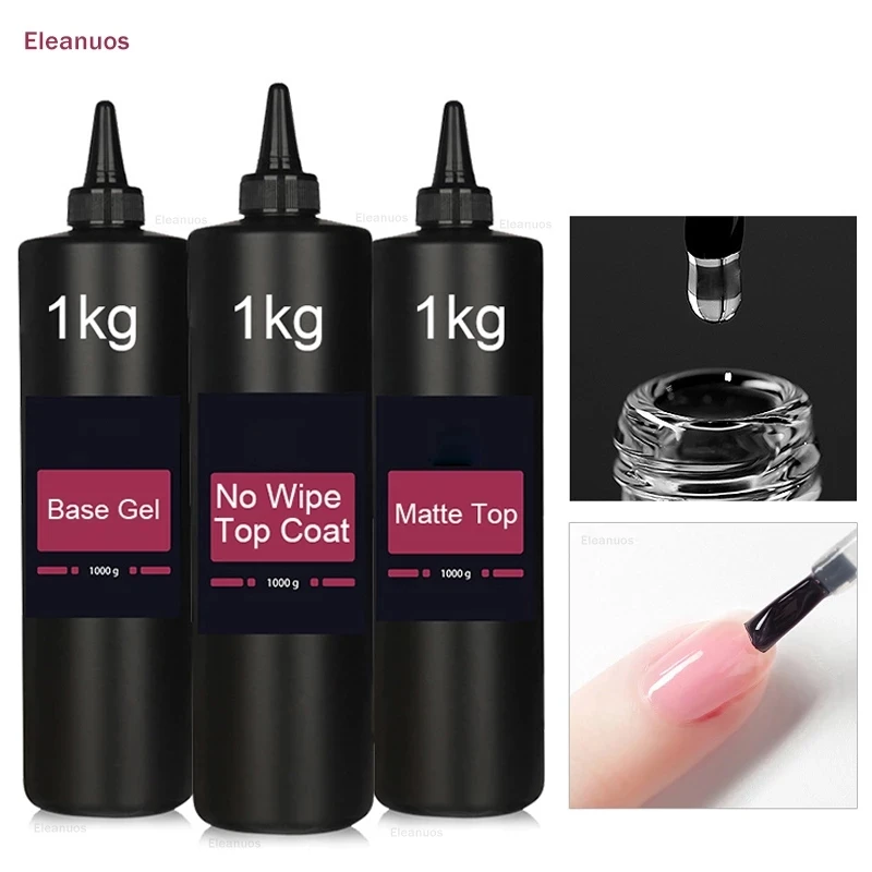 Top Trends: Eleanuos Wholesale 1kg No Wipe Top Coat Super Quality Soak Off UV LED Rubber Base Refill Matte Top Professional Nail Salon Use Shoppable Styles