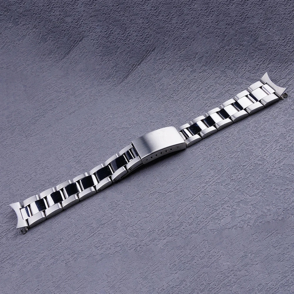 Top Trends: 19mm Watch Band Strap Silver Polishing Hollow Curved End Oyster Style Bracelet For SEIKO 5 SNXS73 75 77 79 80 81 SNFF05 SNXG47 Shoppable Styles