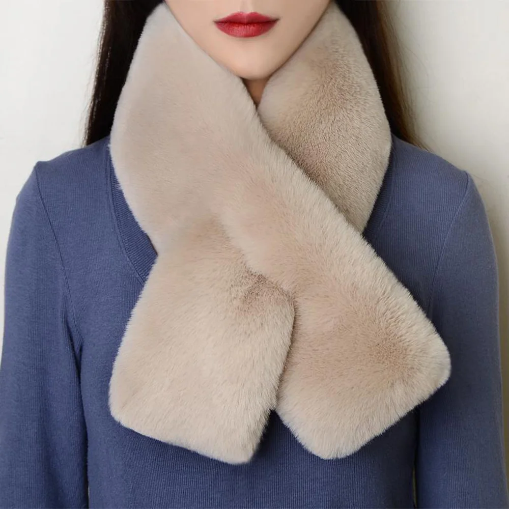 Top Trends: Winter Plush Scarf For Women Warm Faux Mink Fur Cross Scarves Cute Thickened Girls Neck Warmer Korean Styles Ring Scarf Shoppable Styles - Image 3