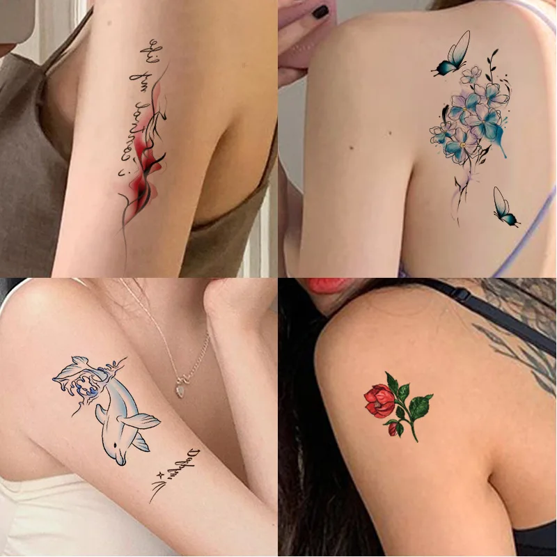 Top Trends: 21 Different Styles Cartoon Tattoo Stickers Waterproof Temporary Sketch Flower Simple Tattoo Sticker For Women Man Shoppable Styles