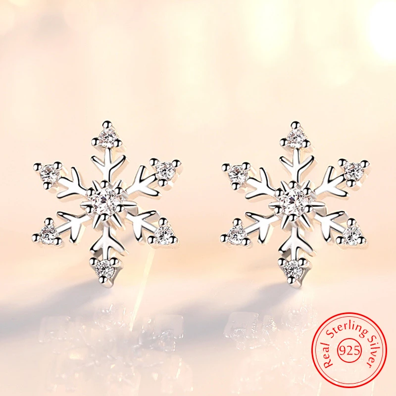 Top Trends: 925 Sterling Silver New Jewelry Crsytal Snowflake Stud Earrings For Woman Fashion XY0236 Shoppable Styles