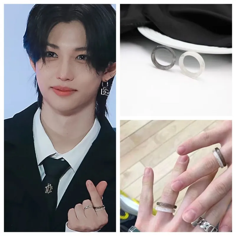 Top Trends: 2023 Korean Wave New Stray Kids Felix Same Acrylic Resin Ring Color Ring INS Trend Y2K Style Accessories Jewelry Fans Gift Shoppable Styles