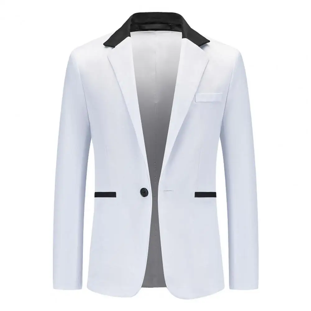 Top Trends: Men Patchwork Color Suit Jacket Lapel Long Sleeve Pockets Slim Fit Suit Coat One Button Blazer Workwear Shoppable Styles - Image 5