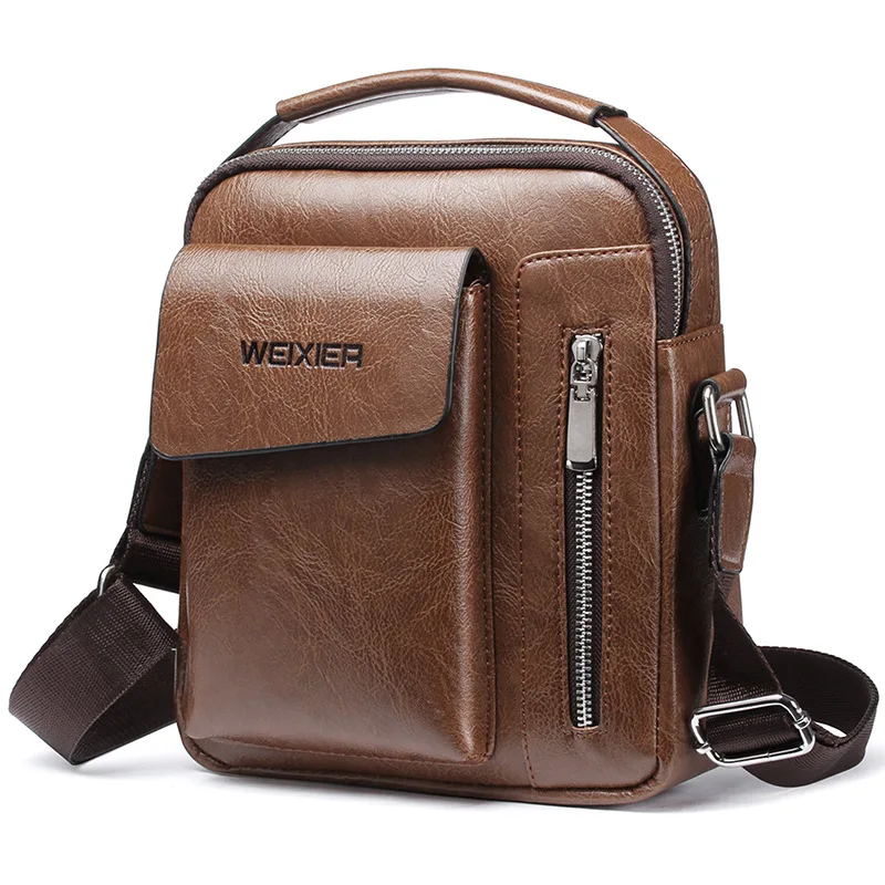 Top Trends: New Men's PU Shoulder Bag Solid Color Travel Storage Bag Men's Messenger Bag Hot Sale Messenger Bag Shoppable Styles