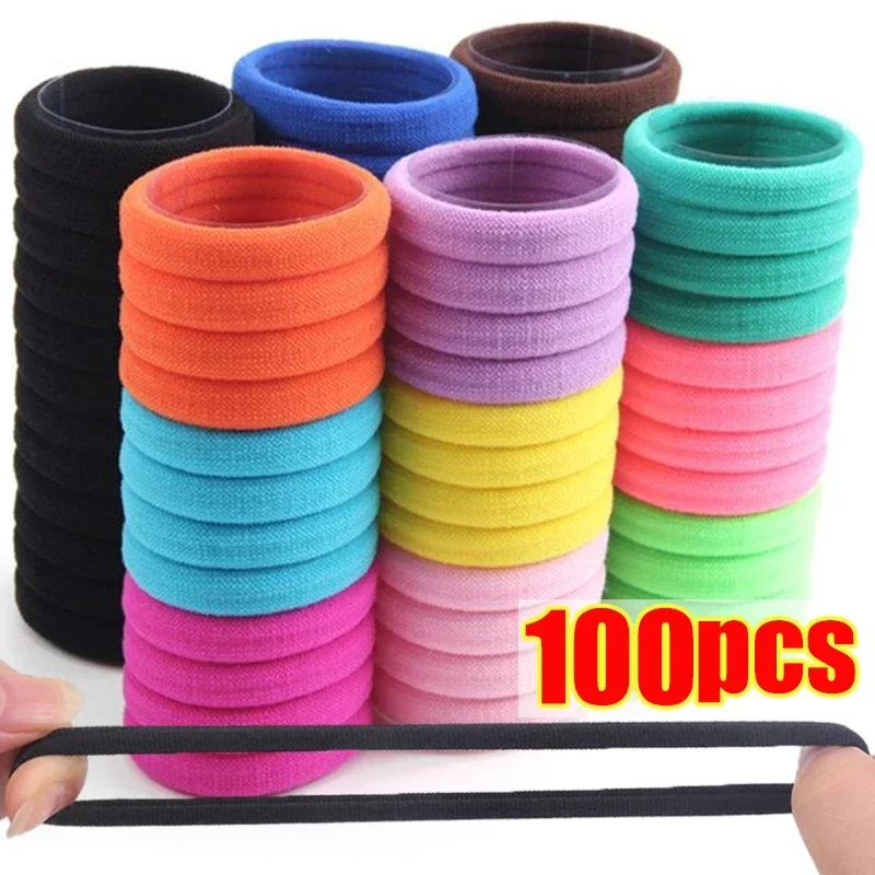 Top Trends: 50 / 100PCS Women High Elastic Hair Bands Girls Simple Solid Colors Headband Hair Ropes Female Ponytail Holder Hair Accessories Shoppable Styles