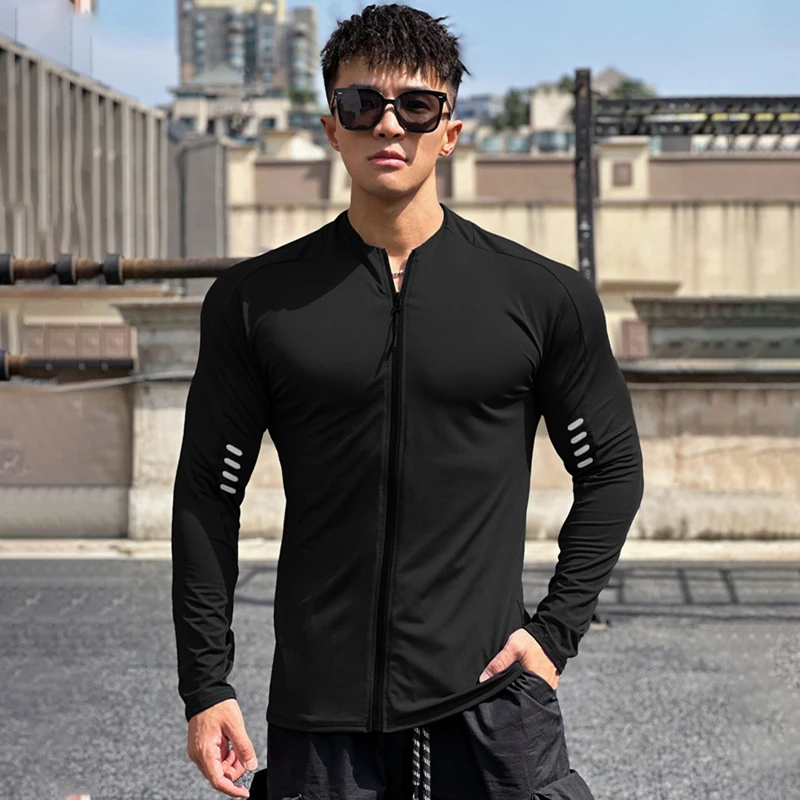 Top Trends: New Fashion Sports Men's T Shirt Outdoor Fitness Exercise Zipper Long Sleeve T Shirt Muscle Men's Sportswear Shoppable Styles