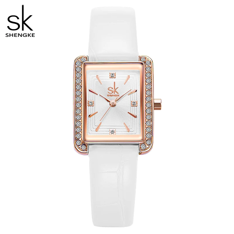 Top Trends: Shengke 2022 New Watch For Women Luxury Crystal Women&#039;s Watch Comfortable Leather Band High Quality Japanese Quartz Movement Shoppable Styles