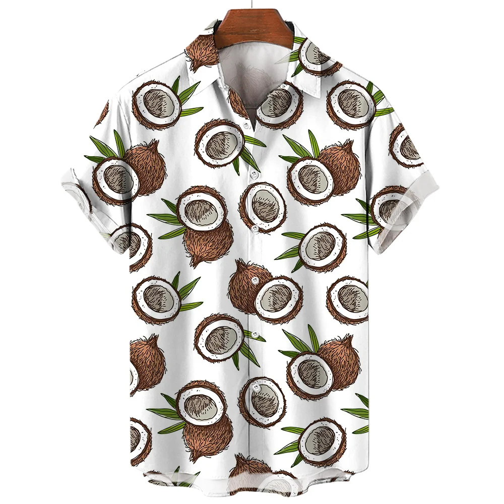 Top Trends: Hawaiian Shirt Men 3D Fruit Print Shirts Summer Men&#039;s Clothing Coconut Pattern Short Sleeve Top Casual Streetwear Oversized Tees Shoppable Styles