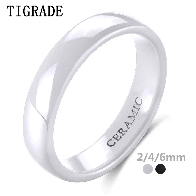 Top Trends: Tigrade 2 / 4 / 6mm White Ceramic Ring Black Wedding Engagement Band Men Women Rings Minimalist Fashion Special Anillos Gentle Shoppable Styles