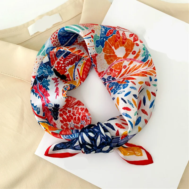 Top Trends: 100% Pure Silk Scarf Women Neck Hair Band Foulard Square Small Headband Fashion Print Neckerchief Scarves Bandana Shoppable Styles