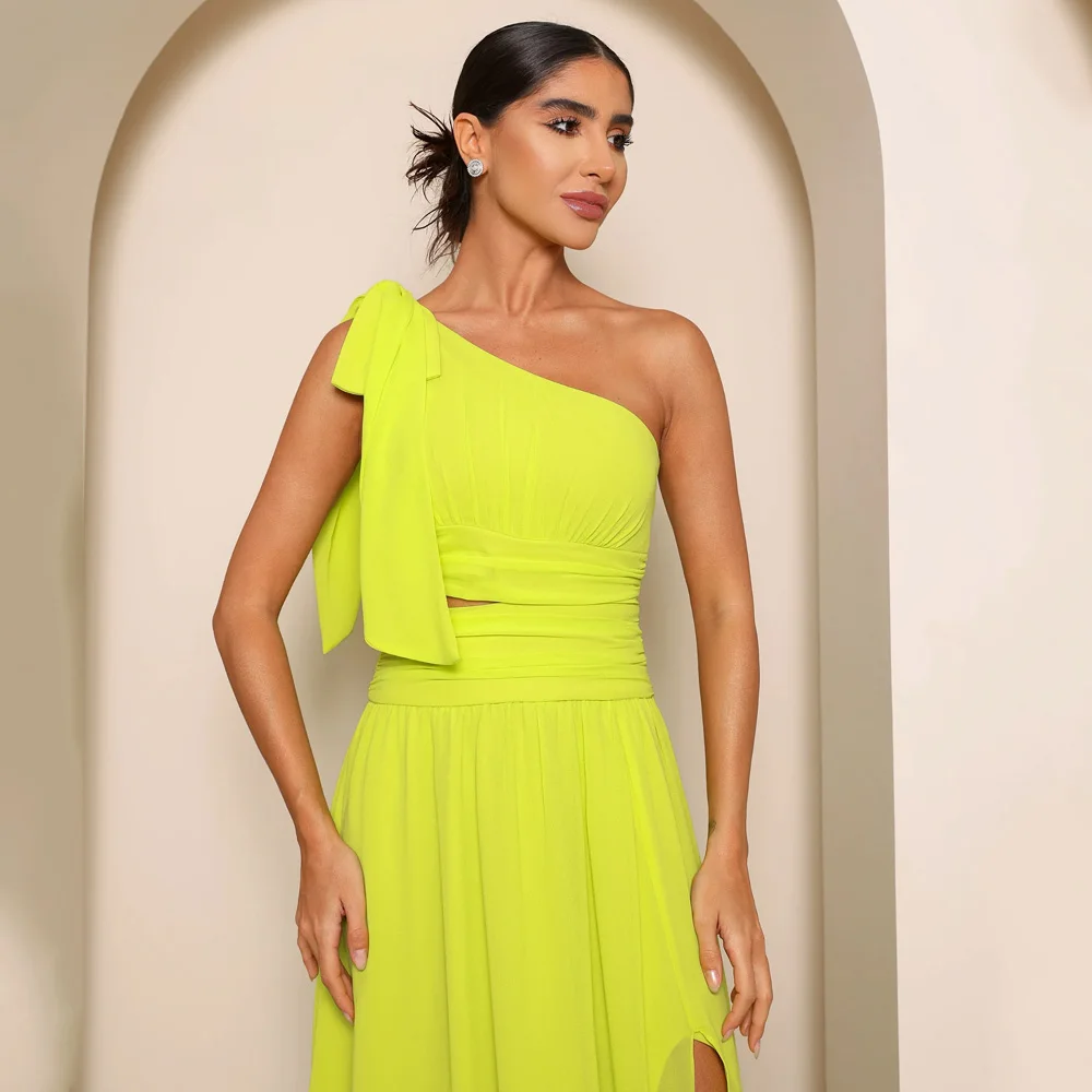 Top Trends: JEHETH Modern Evening Dress One Shoulder Sleeveless A-Line Prom Dress Sexy Chiffon Side Split Empire فساتين للحفلات الراقصة Shoppable Styles - Image 4